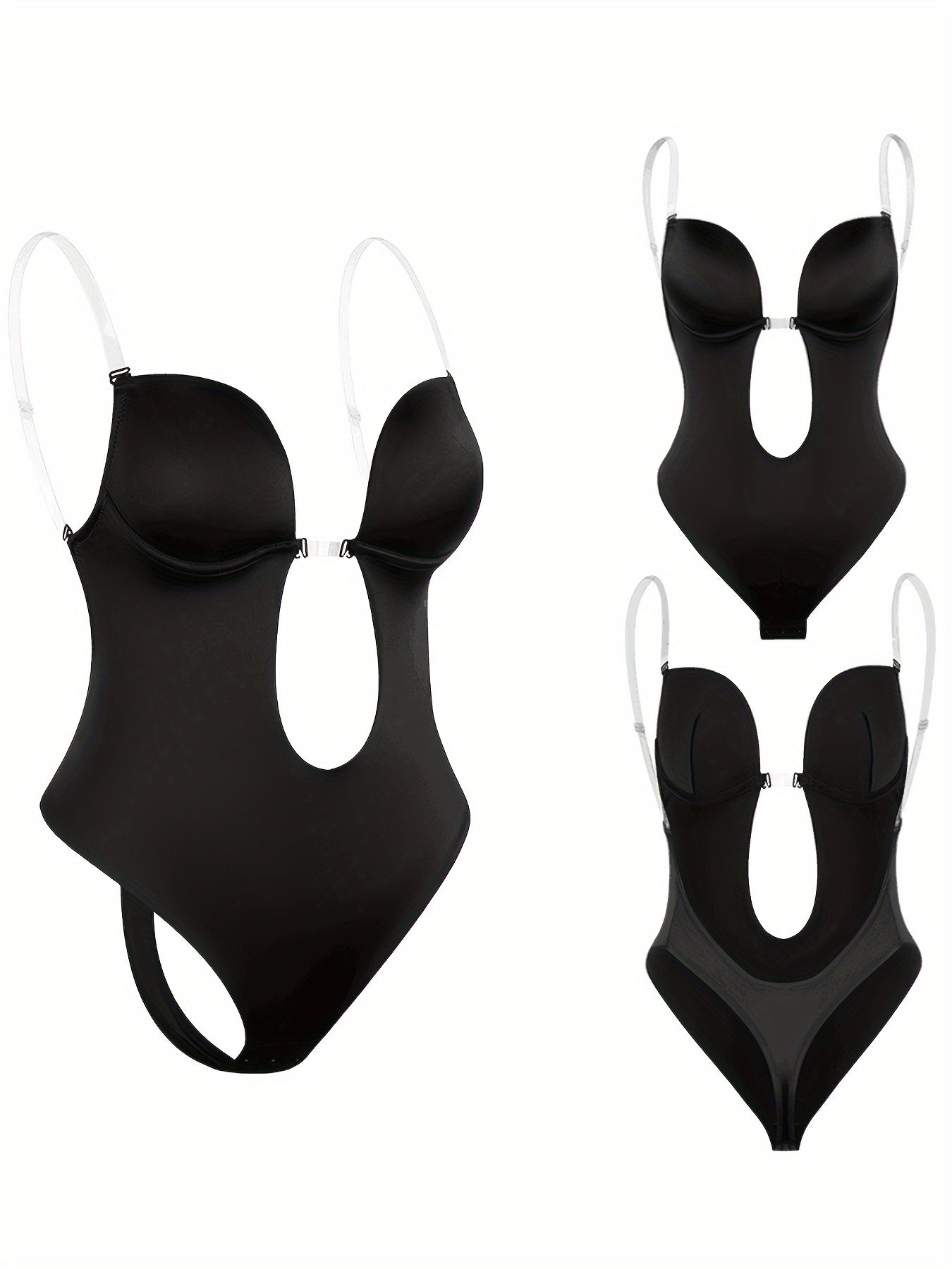 Sheer Straps Shaping Bodysuit Tummy Control Slimmer Slip Body Shaper