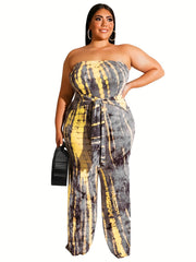 Print Off Shoulder Jumpsuit High Stretch