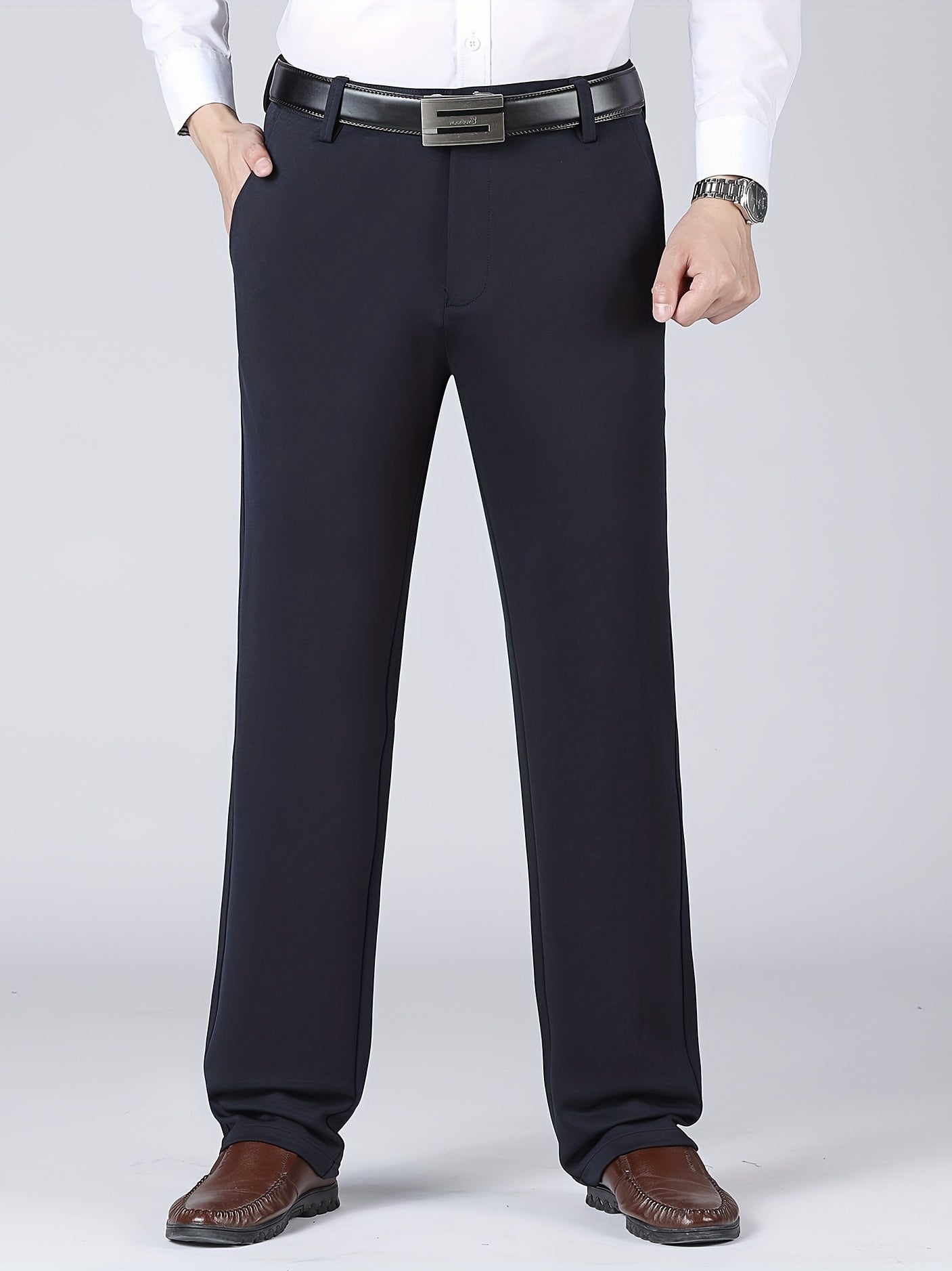 Men's Classic Solid Dress Pants for Business - Spring Summer