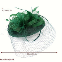 Green Veil Mesh Fascinators Hat Feather Derby Wedding Cocktail