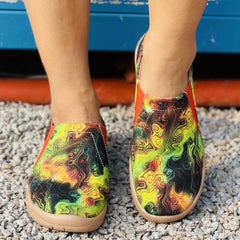 Women's Art Print Canvas Shoes Comfy Slip On Low Top Flat Shoes
