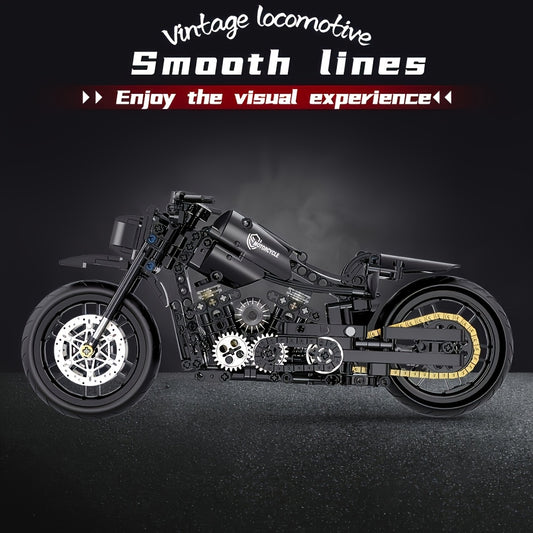 Retro Motorcycle Building Blocks Set - 586 Pieces