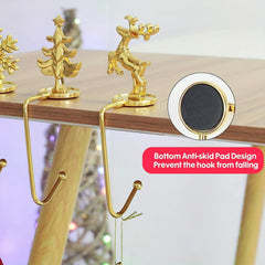 Golden Christmas Fireplace Socks Hook Snowflake Home Decor Safety Clip