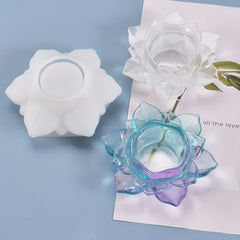 Lotus Tealight Candle Holders Resin Silicone Mold Flower Candlestick Epoxy