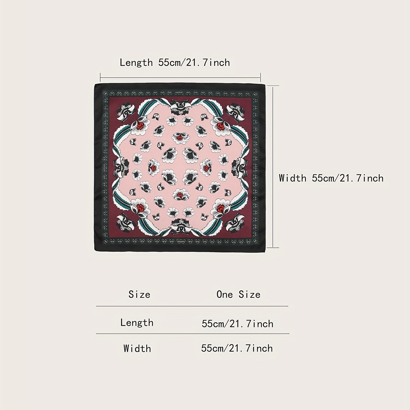 Boho Flower Print Square Scarf Vintage Bandana Women Casual Head Wrap