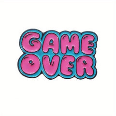 Girl's Game Over Video Game Heart Shape Letter Alloy Brooch