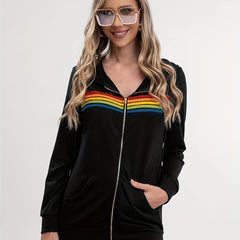 Women's Block Rainbow Hooded Sweatshirt