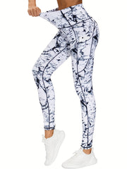 Sports Leggings Wide Waistband Butt Lifting Yoga Pants With Pockets