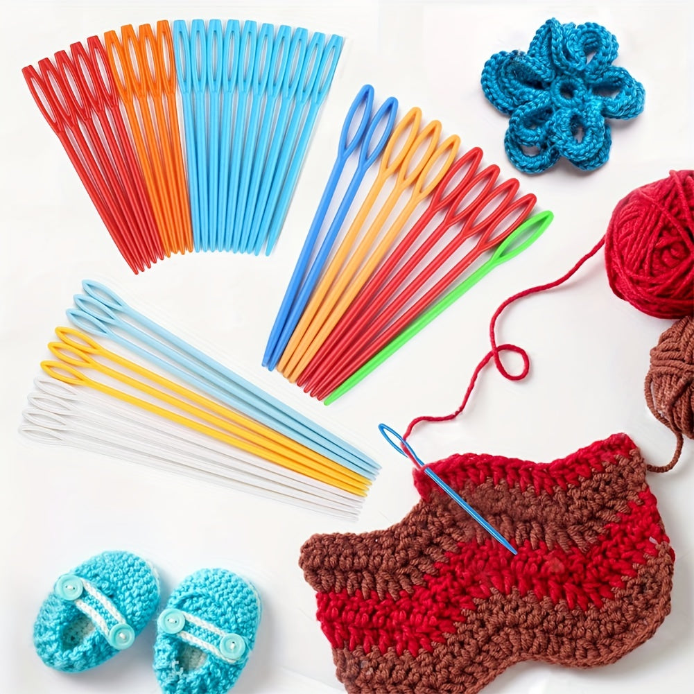 30pcs Large Eye Plastic Needles 6 8 14 Plastic Weaving Needles Yarn Learning