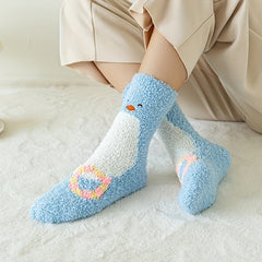 Cute Duck Print Socks Warm and Cozy Women's Stockings