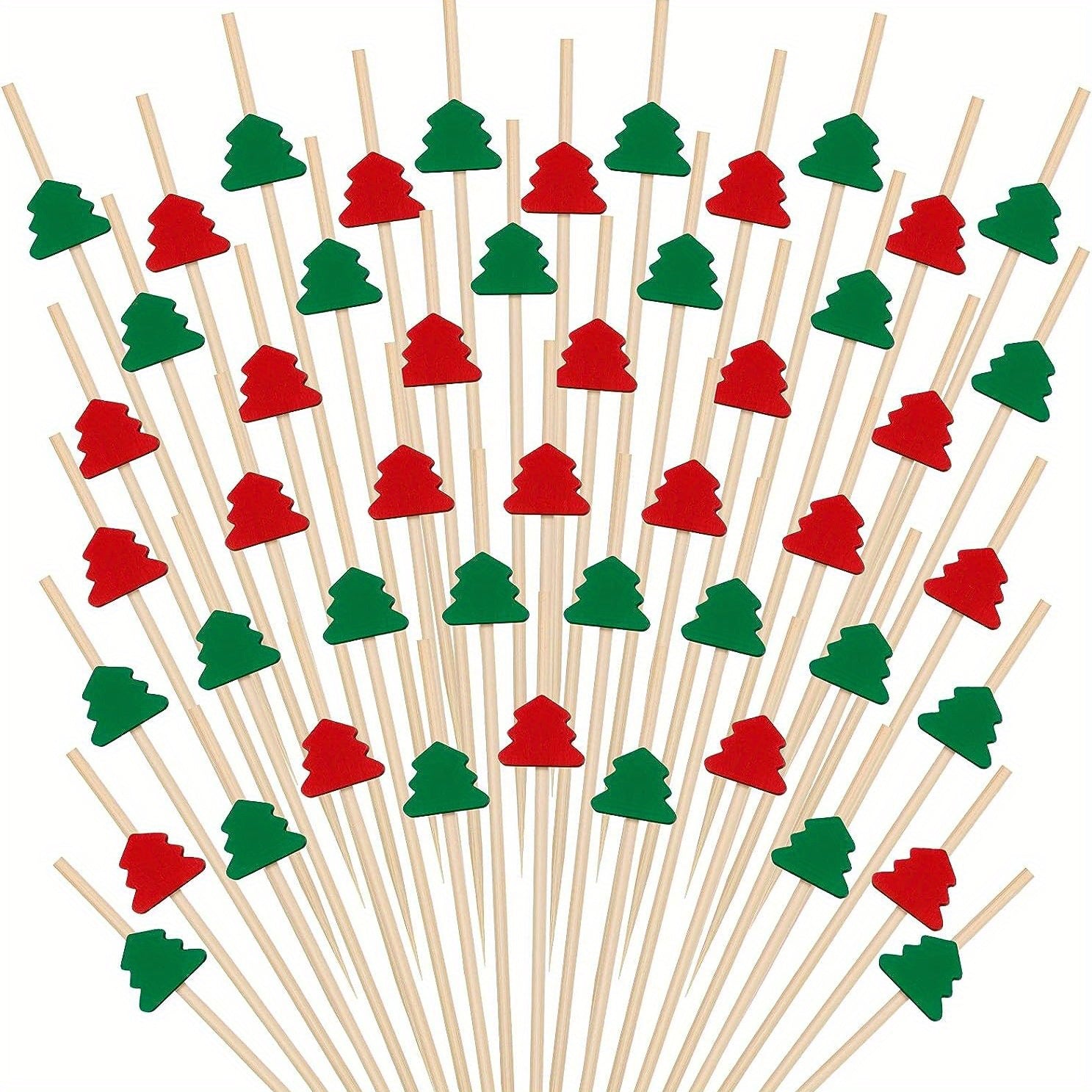 100pcs Christmas Cocktail Picks 4 7 Inches 12 Cm Bamboo Appetizer Toothpicks