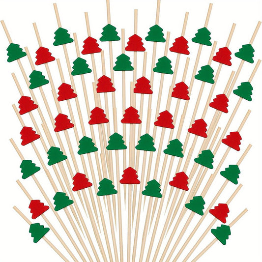 100pcs Christmas Cocktail Picks 4 7 Inches 12 Cm Bamboo Appetizer Toothpicks