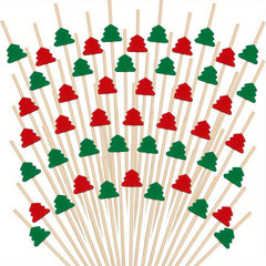 100pcs Christmas Cocktail Picks 4 7 Inches 12 Cm Bamboo Appetizer Toothpicks