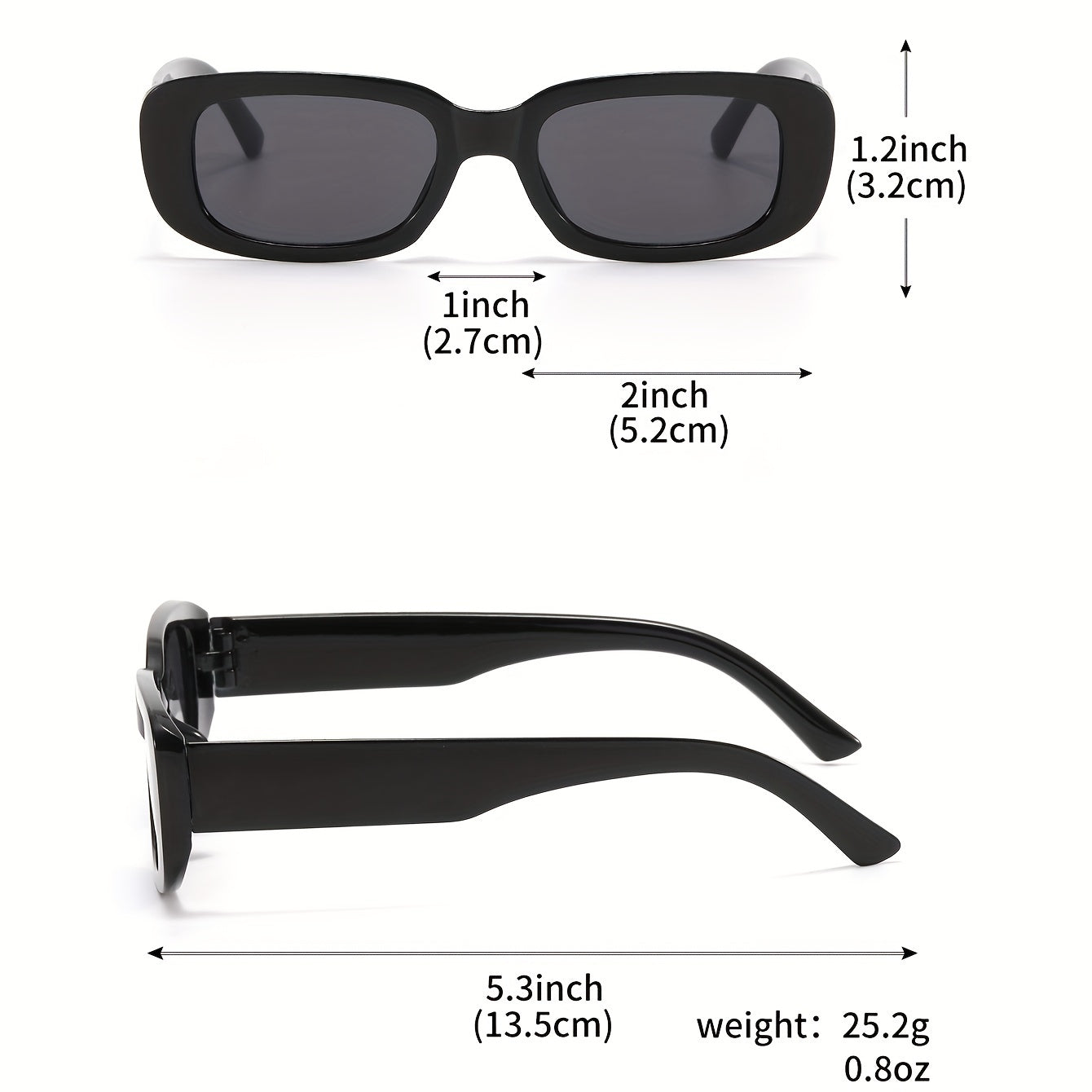 Rectangle Frame Sunglasses Y2K Hiphop Solid Glasses UV400