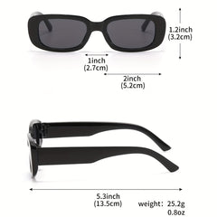 Rectangle Frame Sunglasses Y2K Hiphop Solid Glasses UV400