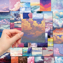 50pcs Landscape Doodle Stickers for Phone Laptop Water Cup