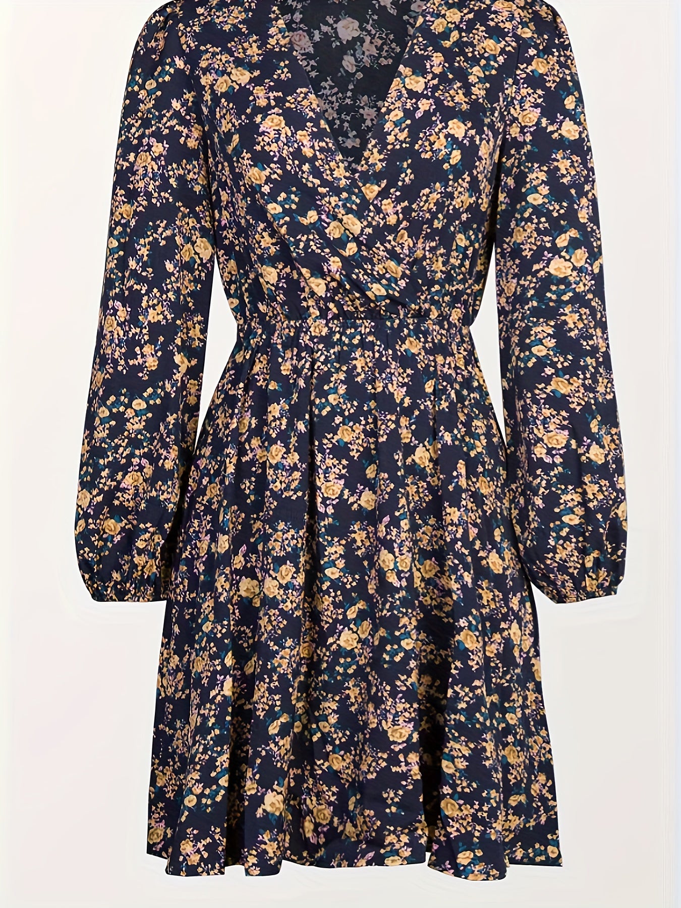 Floral Lantern Sleeve Mini Dress