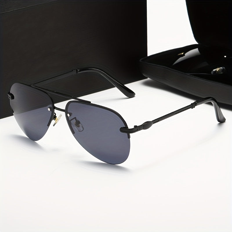 Vintage Polarized Half Frame Sunglasses UV Protection