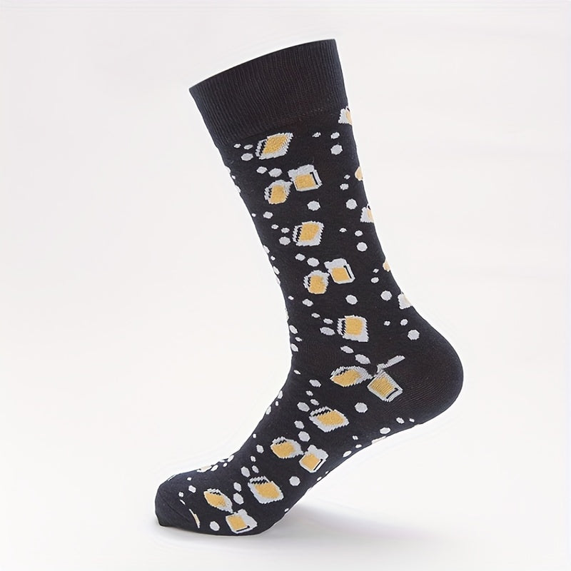 Cartoon Food Print Socks & Funny Mid Tube Socks Women's Stockings & Hosiery