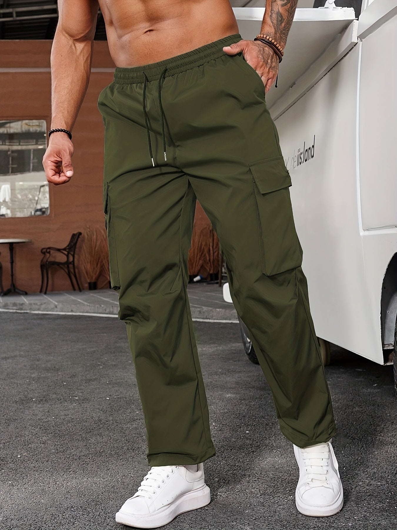 Men's Cargo Pants with Large Pockets, Double Sided