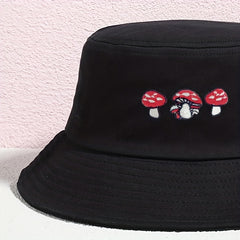Embroidered Mushroom Bucket Hat Cartoon Hat For Women Christmas Gift