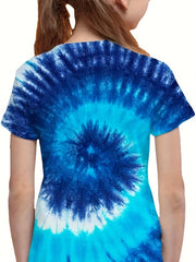 3D Pattern Graphic Crew Neck Short Sleeve T shirt for Girls