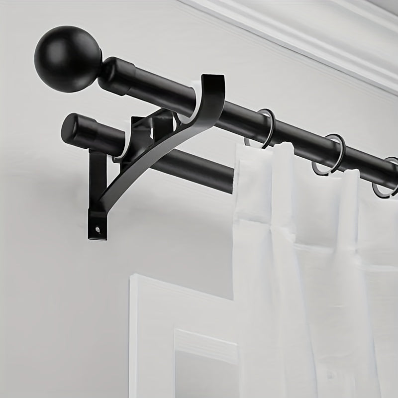 Heavy Duty Curtain Rod Brackets - Double Rod Holder Hooks - Supports Up To 50kg
