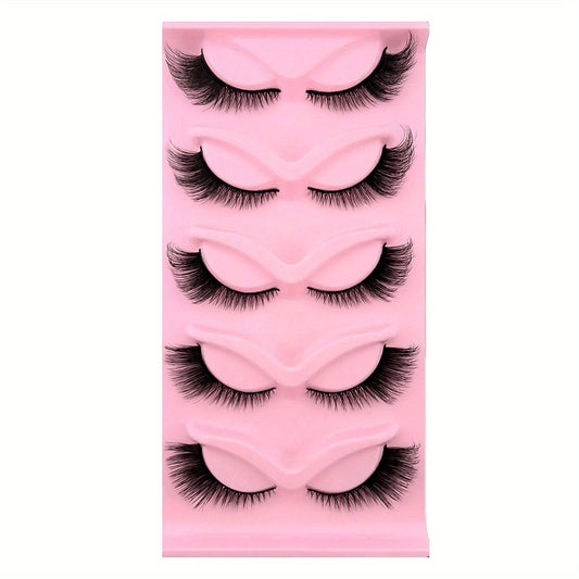 5 Pairs Cat Eye False Eyelashes C D Curling Lengthening Makeup Tool