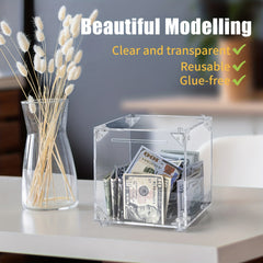 DIY Acrylic Piggy Bank for Adults Clear Real Money Birthday Gift