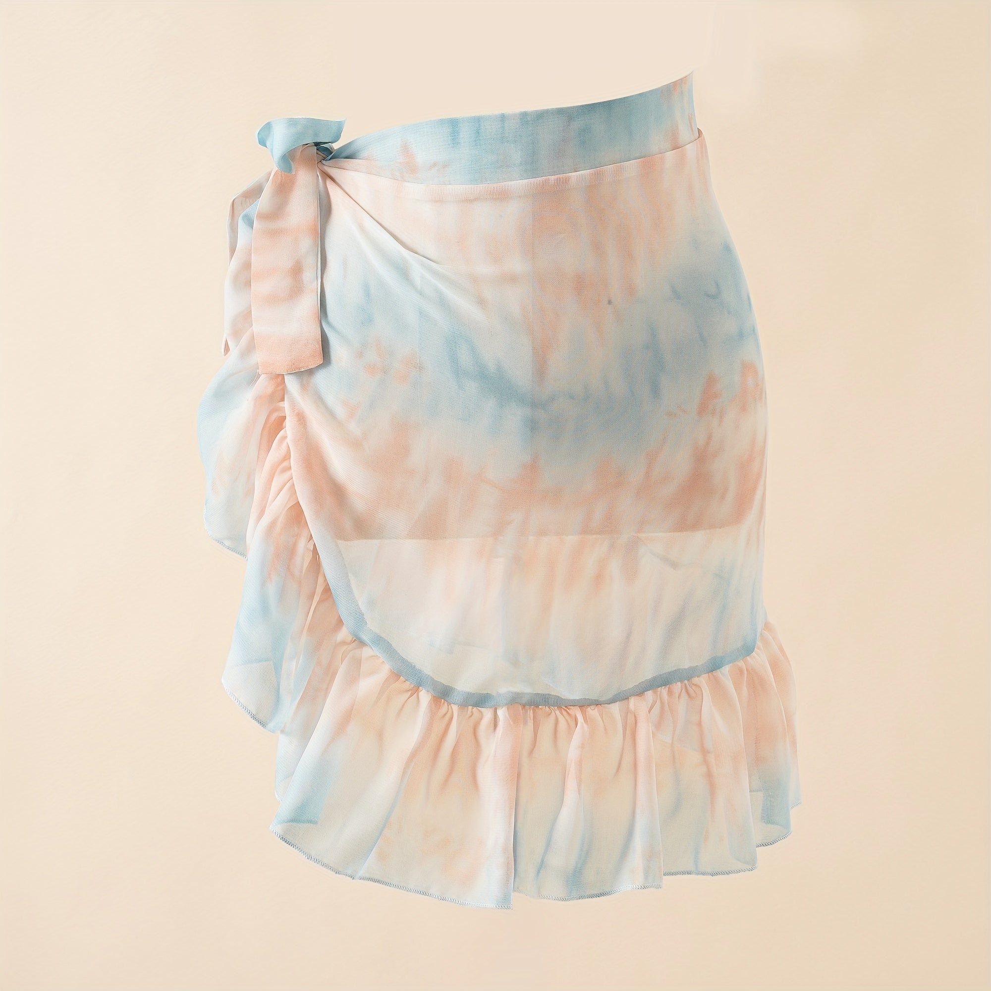 Semi Sheer Ruffles Sarong Cover Up for Swimsuit