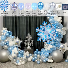 Snowflake Balloon Garland Arch Kit - Winter Wonderland Christmas Party Decor