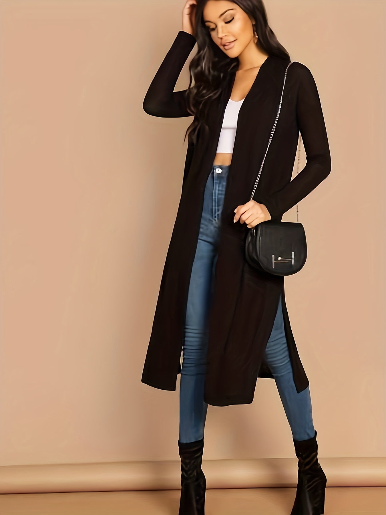 Boho Long Sleeve Side Split Cardigan for Women
