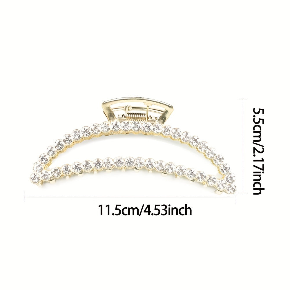 Moon Rhinestone Faux Pearl Hair Clips Claw Ponytail Buckle