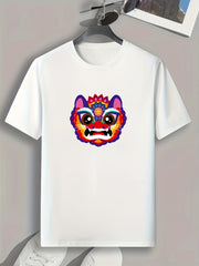 Lion Head Print Men's Graphic T-shirt Summer Tee
