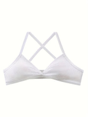 Criss Cross Back Bra & Ribbed Panties Lingerie Set