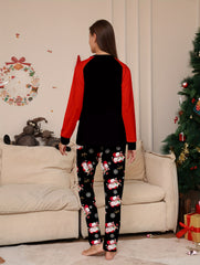 Christmas Print Pajama Set Long Sleeve Top & Pants Women's Sleepwear