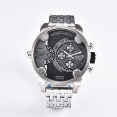 KUERST Dual Time Zone Steel Strap Quartz Sports Watch