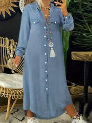 Long Sleeve Maxi Denim Dress