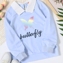 Girls Butterfly Print Long Sleeve Sweatshirt
