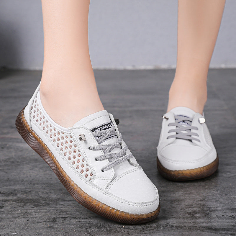 Hollow Out Flat Sneakers Lightweight Lace Up Soft sole Shoes