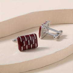 Rectangular Striped Paint Men's Shirt Cufflinks