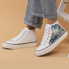 Chinese Landscape Painting Print High Top Canvas Sneakers