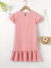 Girls V neck Short Sleeve Dress Kids Clothes Summer