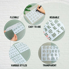 8pcs Old English Lettering Stencils Gothic Font Templates for Drawing