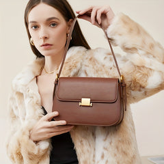 Leather Textured Crossbody Bag Purse Versatile Baguette Bag