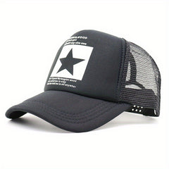 Pentagram Print Baseball Cap Mesh Trucker Hat Adjustable Sunscreen Sports Hats