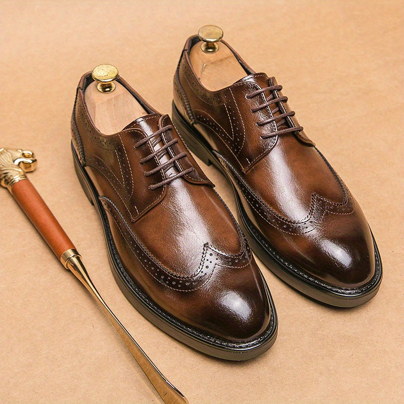 Men's Brogue Lace Up Dress Shoes Non Slip Business Wedding Formal