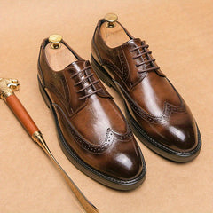 Men's Brogue Lace Up Dress Shoes Non Slip Business Wedding Formal