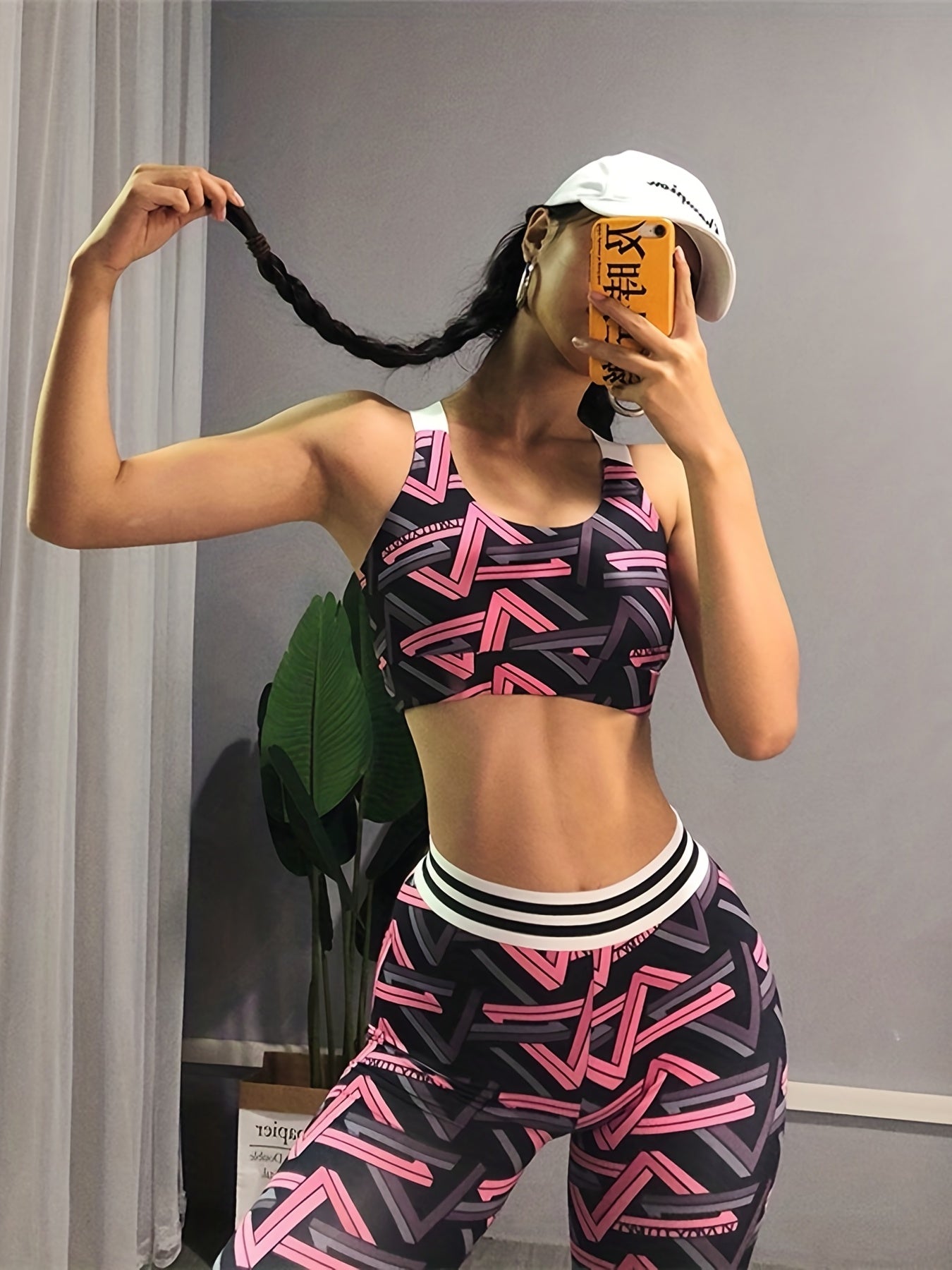 3D Geometric Print Yoga Leggings High Waist Slimming Sports Pants