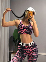 3D Geometric Print Yoga Leggings High Waist Slimming Sports Pants
